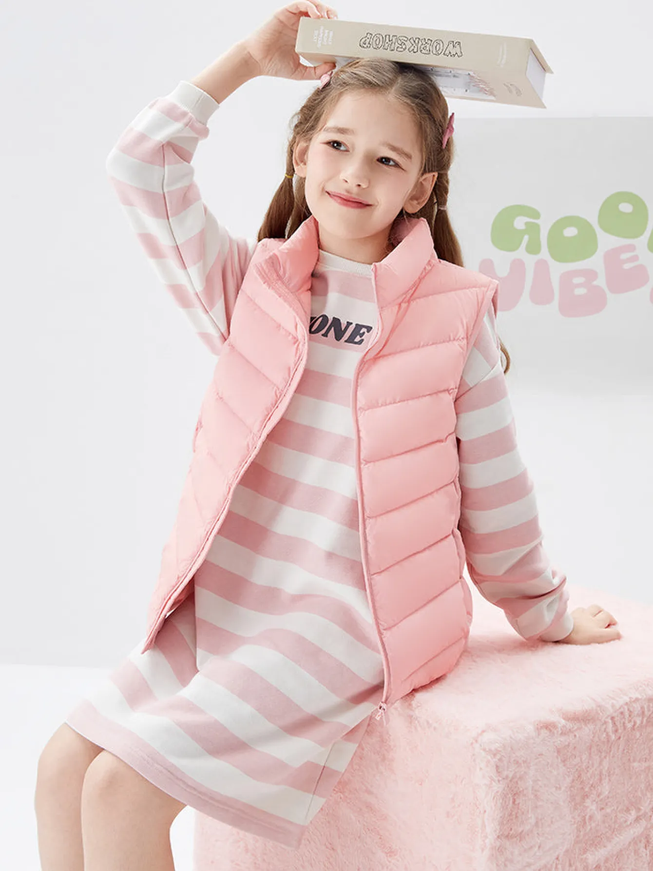 Balabala Kids Basic Multicolor Stand Collar Down Vest208422101205 Best Sale