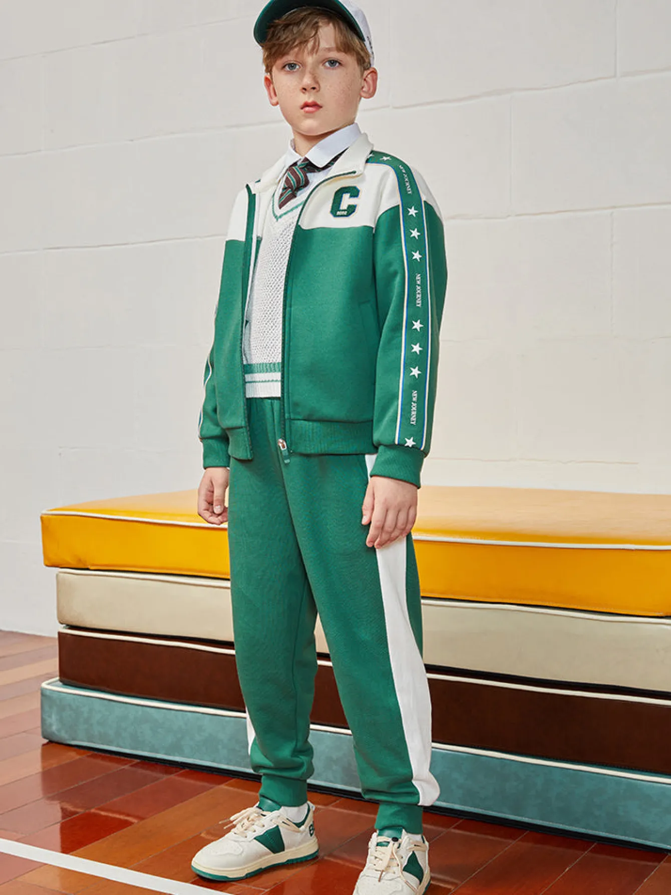 Balabala Kids Boy Color Matching Stand-Up Collar Long Sleeve Suit208322104106 Cheap