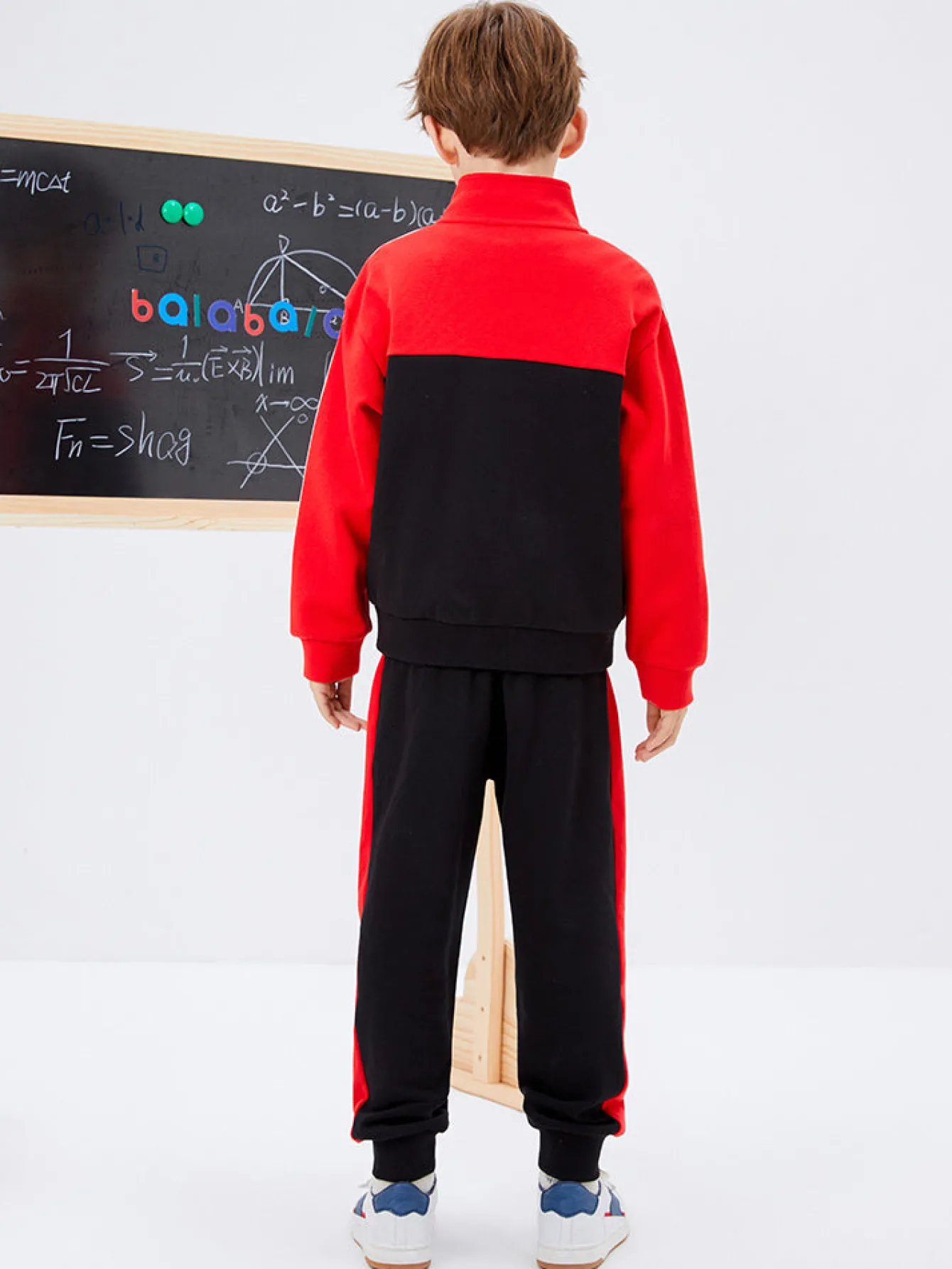 Balabala Kids Boy Color Matching Stand-Up Collar Long Sleeve Suit208322104106 Cheap