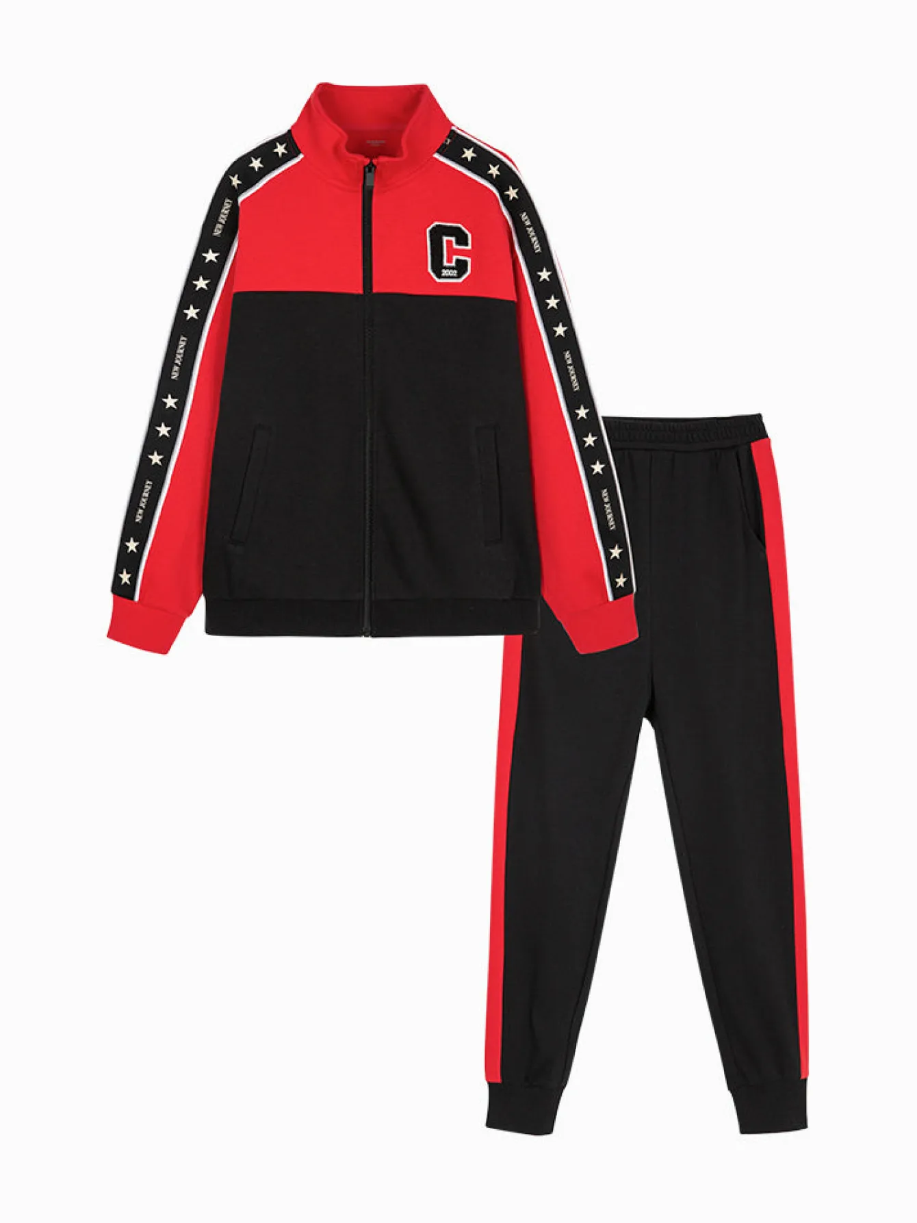 Balabala Kids Boy Color Matching Stand-Up Collar Long Sleeve Suit208322104106 Cheap