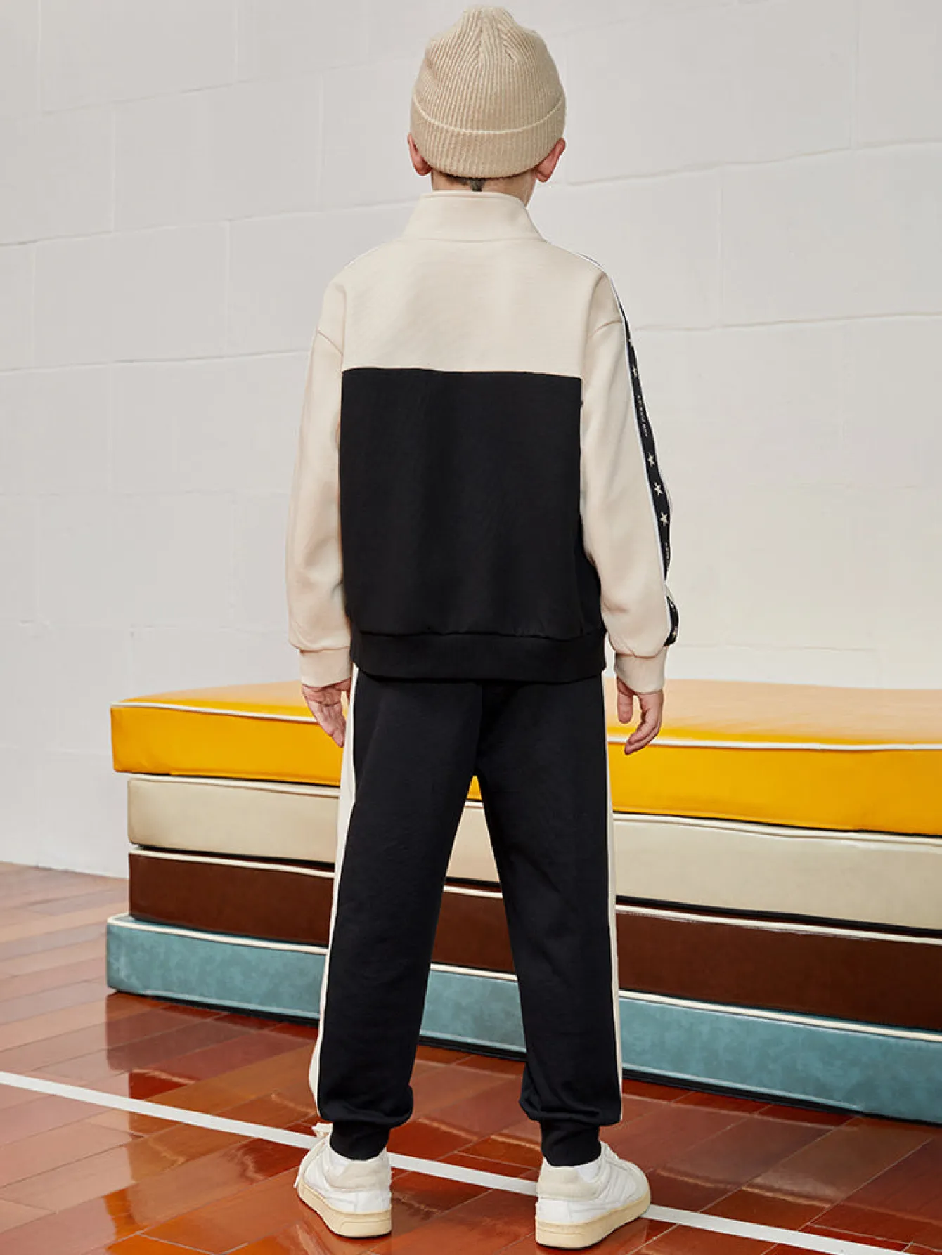 Balabala Kids Boy Color Matching Stand-Up Collar Long Sleeve Suit208322104106 Cheap