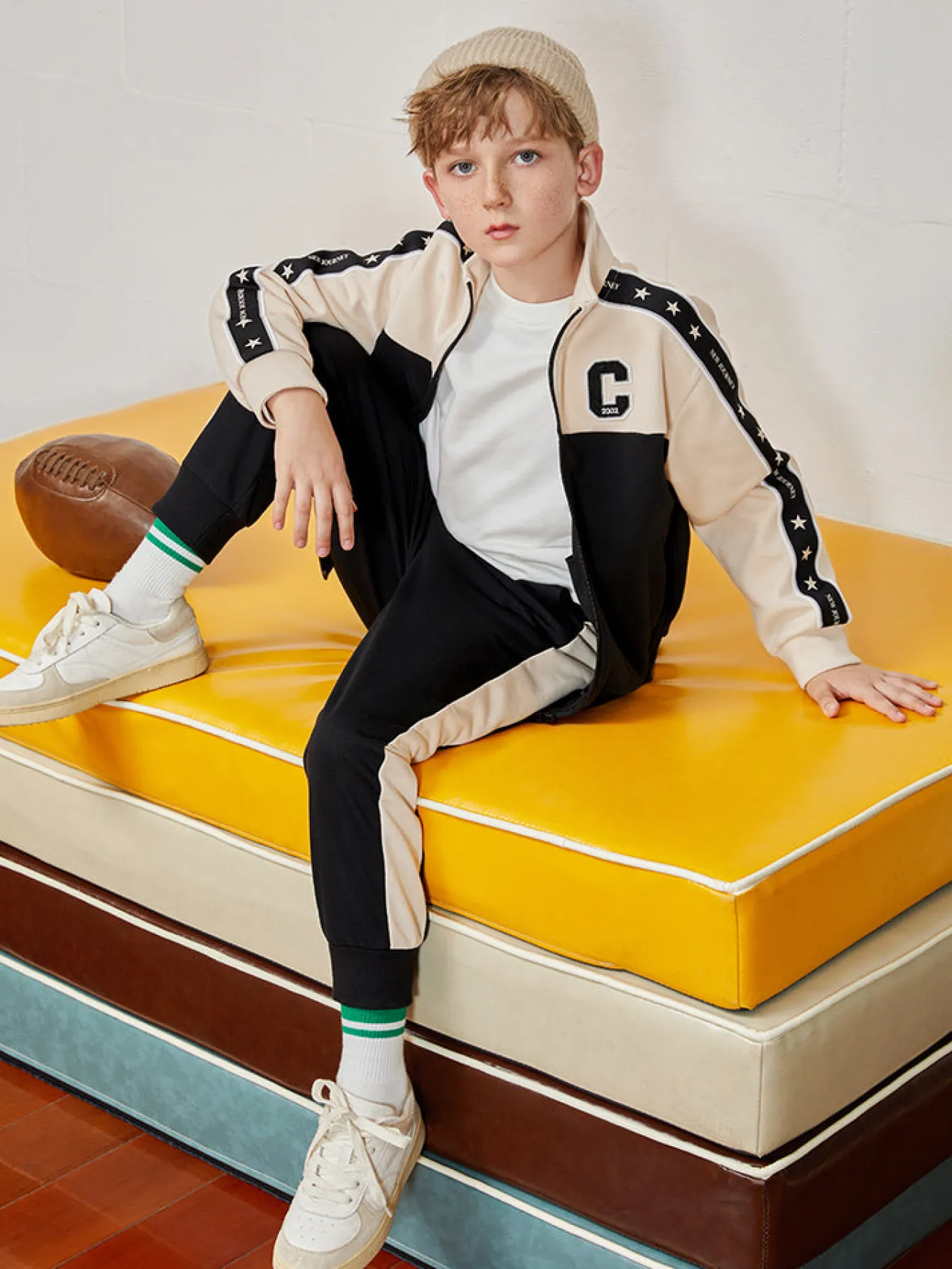 Balabala Kids Boy Color Matching Stand-Up Collar Long Sleeve Suit208322104106 Cheap