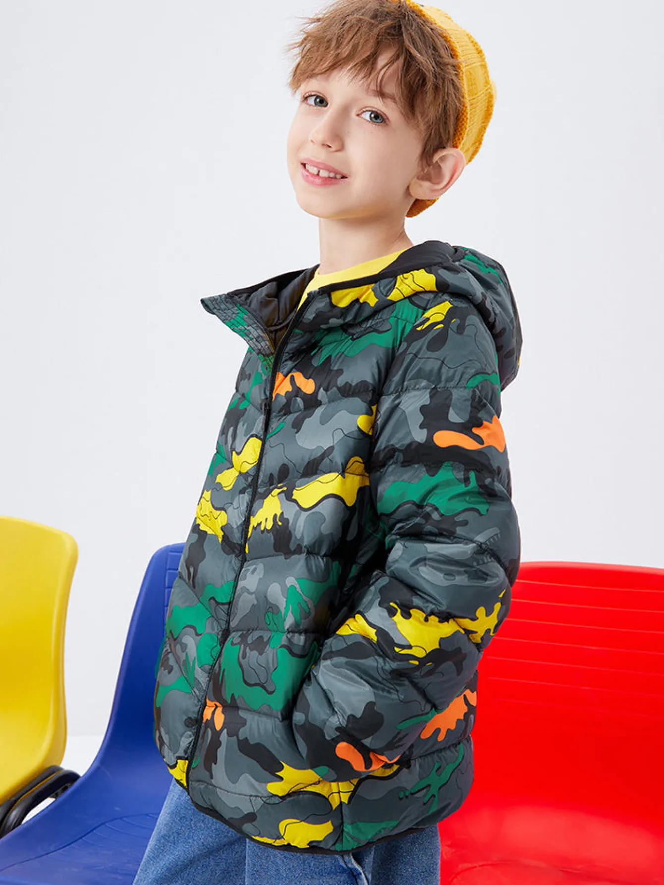 Balabala Kids Multicolor Hooded Down Jacket 208422107203 Sale