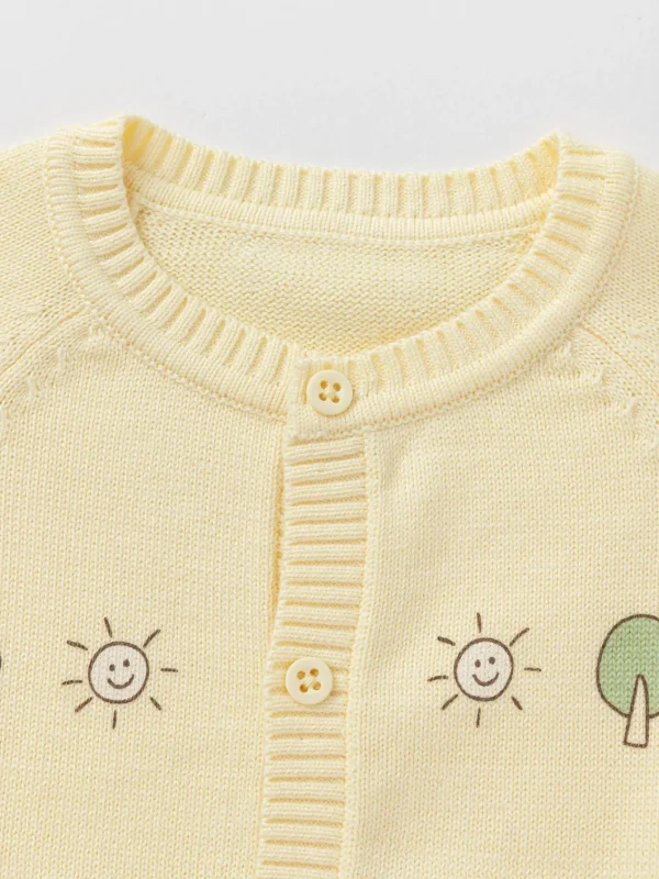 Balabala Knitwear 2025 Spring New Arrival for Boys' Baby Cardigan Light Yellow New