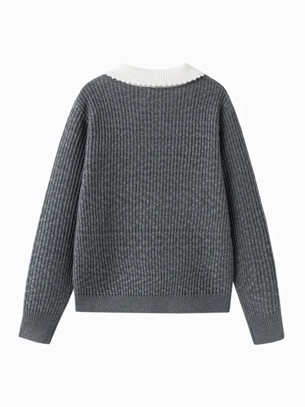 Balabala Knitwear 2025 Spring New Style Girl Collar Knitwear Gray Flash Sale