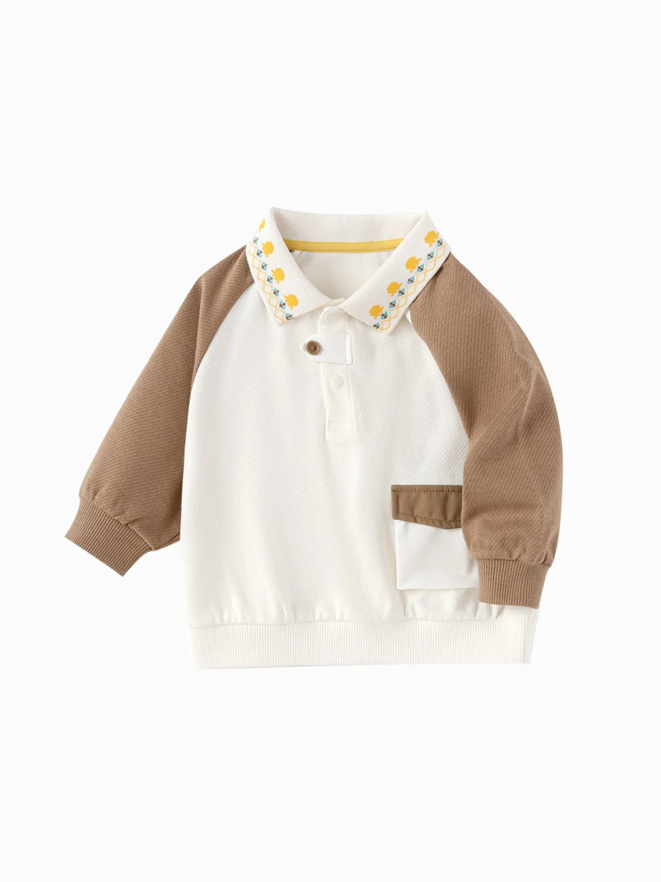 Balabala [Little Octopus IP] Long Sleeve T-Shirt 2025 Spring Boy Baby Collar Long Sleeve T-Shirt Off-white Online