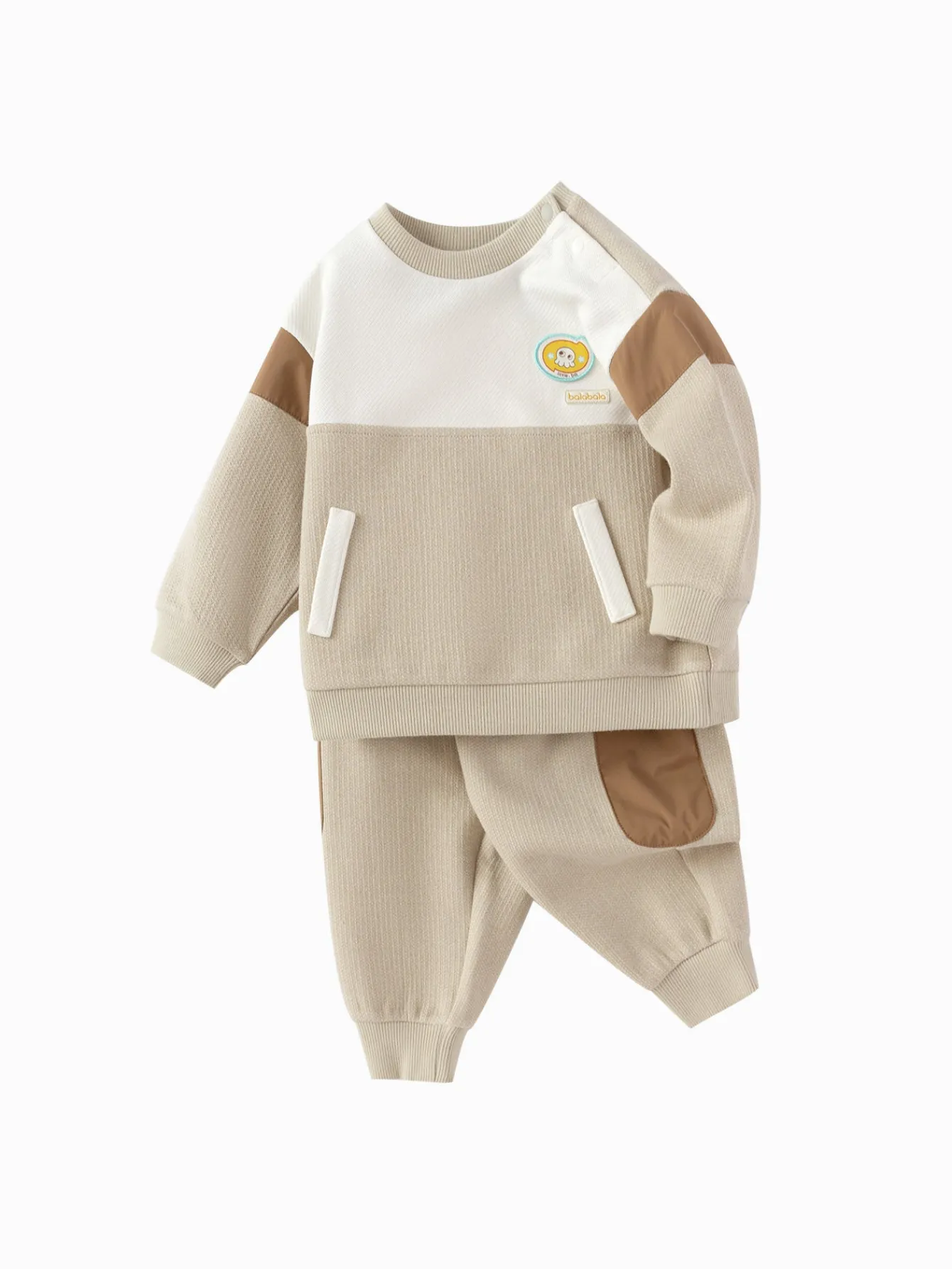 Balabala 【Little Octopus IP】2025 Spring New Arrival Baby Boy Knitted Set White Coffee Online