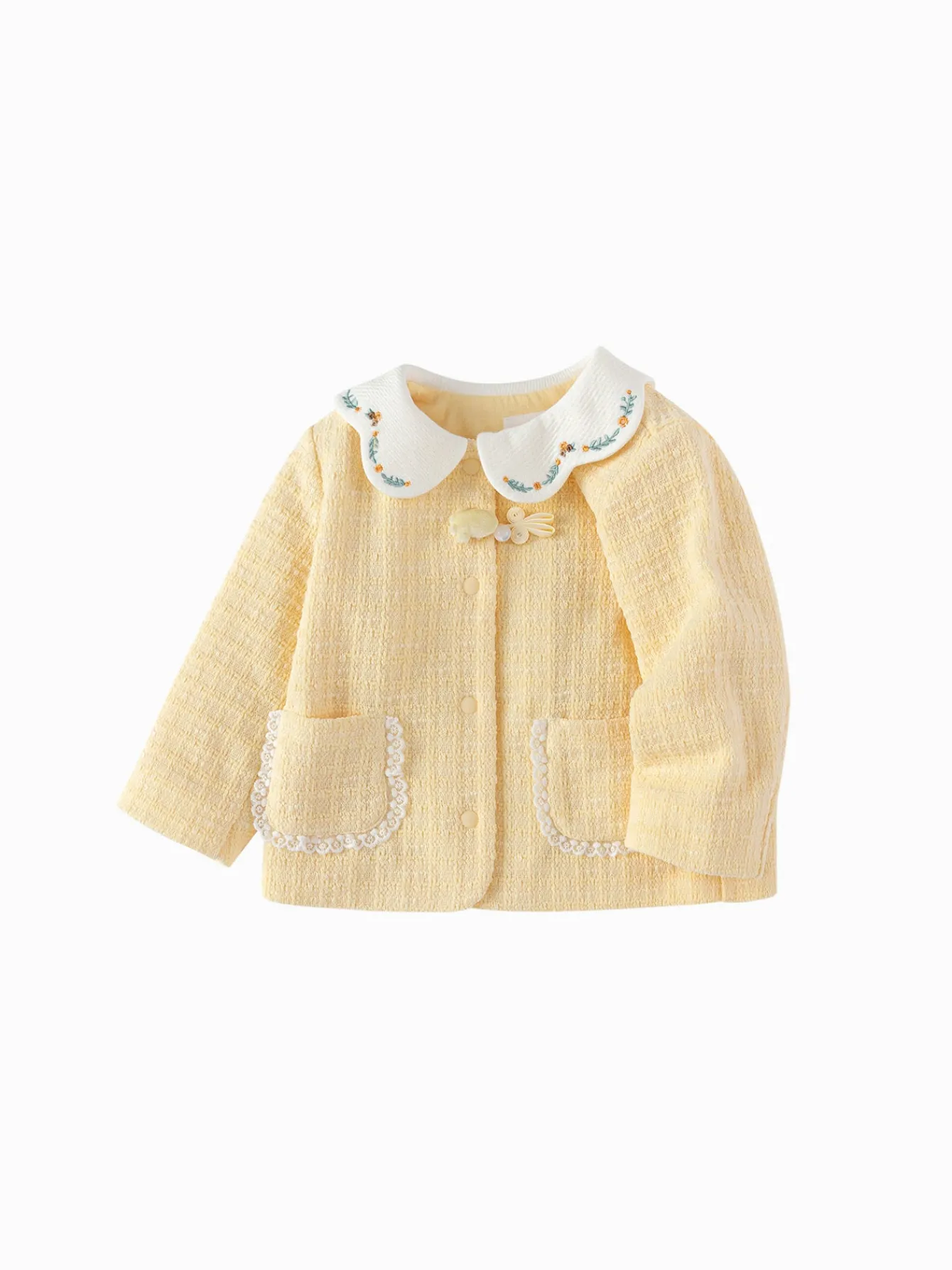 Balabala 【Little Octopus IP】2025 Spring New Arrival Baby Girl Knitted Casual Jacket Medium Yellow Best Sale