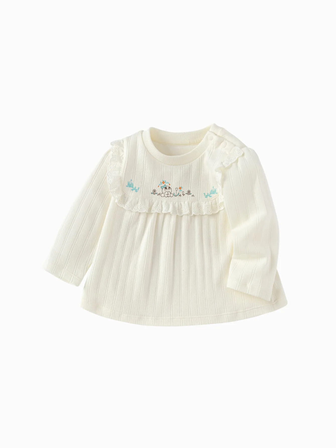 Balabala 【Little Octopus IP】Long Sleeve T-Shirt 2025 Spring for Girls' Babys Round V-Neck Long Sleeve T-Shirt Off-white Flash Sale