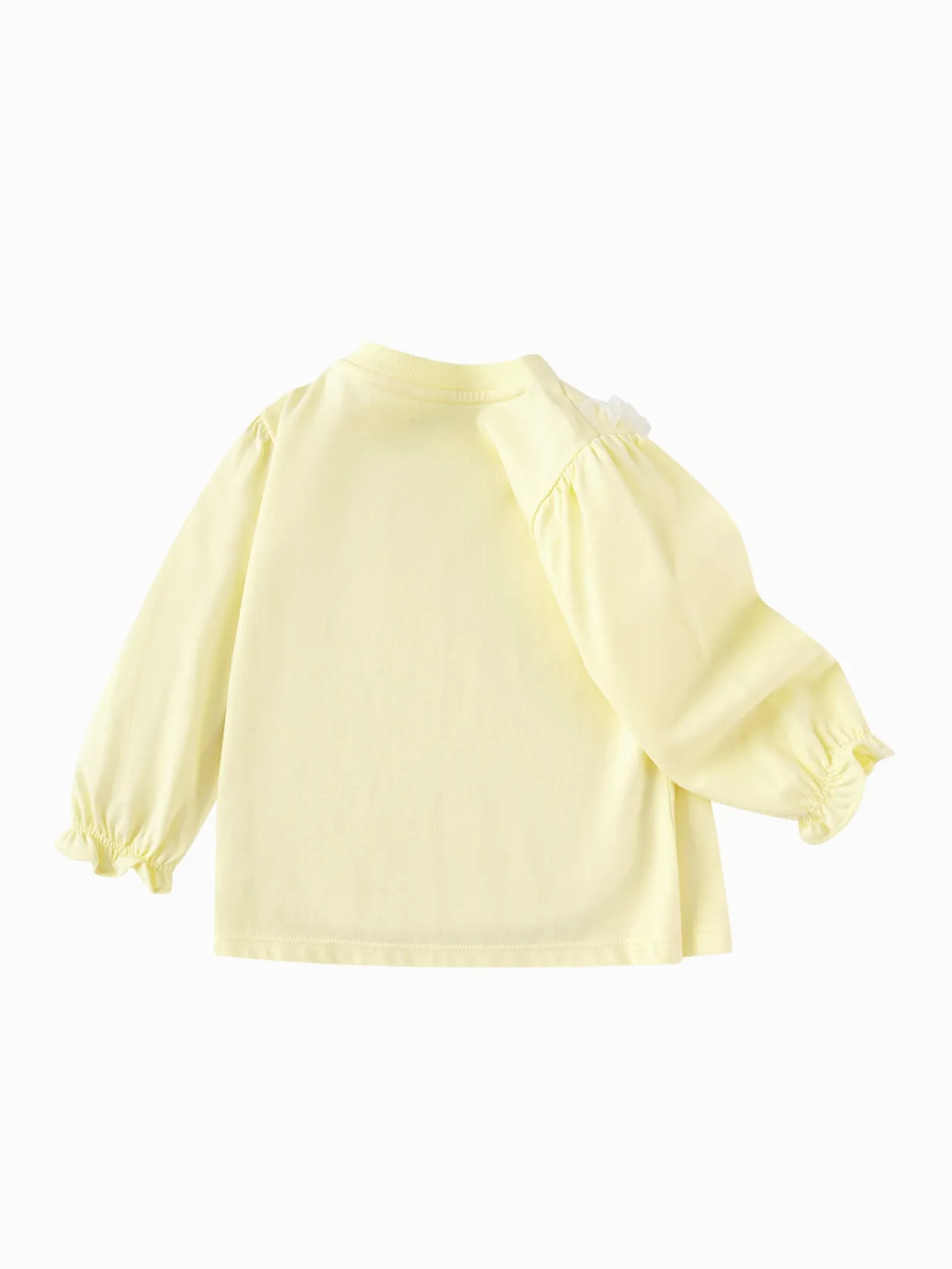 Balabala Long Sleeve T-Shirt 2025 Spring New Arrival for Baby Girl Round V-Neck Long Sleeve T-Shirt Light Yellow Cheap