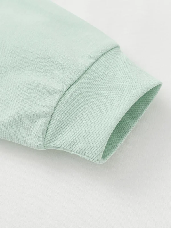 Balabala Long Sleeve T-Shirt 2025 Spring New Arrival for Boys and Girls Round V-Neck Long Sleeve T-Shirt White Green Outlet