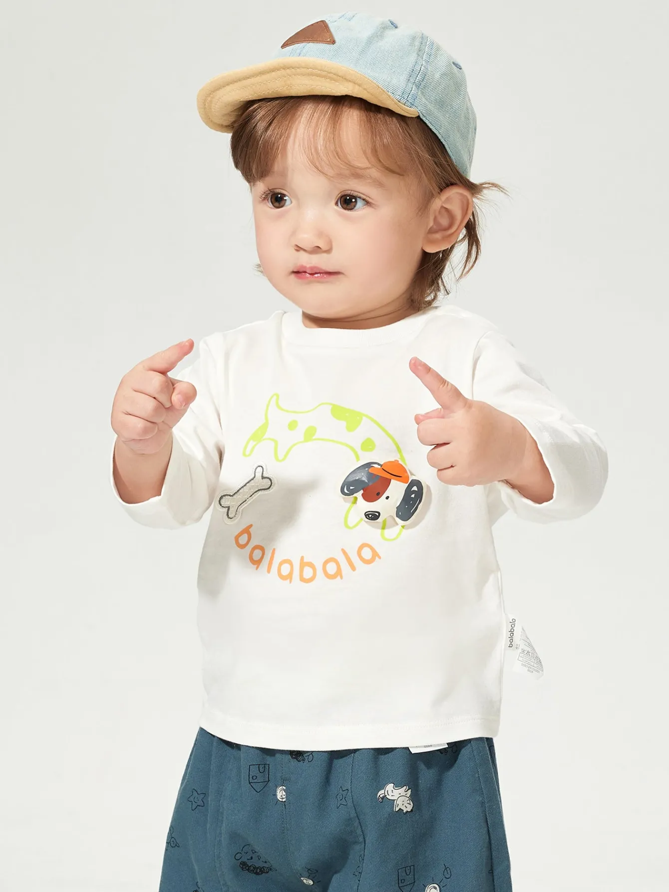 Balabala Long Sleeve T-Shirt 2025 Spring New Boy and Girl Baby Round V-neck Long Sleeve T-Shirt Cheap