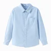 Balabala Long-sleeved Shirt 2025 Spring New Style Boys and Girl Woven Long-sleeved Shirt Blue Hot