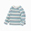 Balabala Long-sleeved T-shirt 2025 Spring New Boy Toddler Round V-neck Long-sleeved T-shirt Blue White Cheap