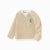 Balabala Long-sleeved T-shirt 2025 Spring New Boy Toddler Round V-neck Long-sleeved T-shirt Light Camel Gray Store