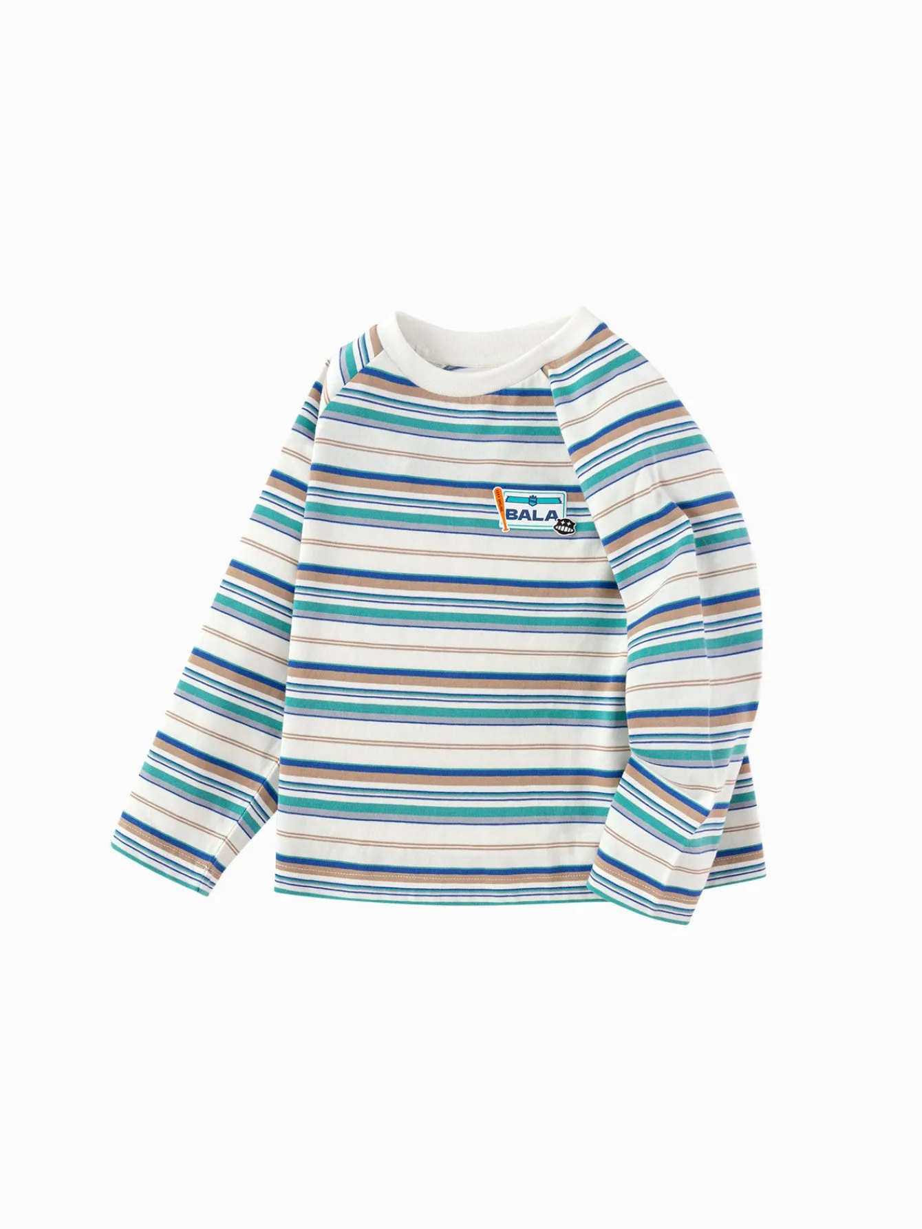 Balabala Long-sleeved T-shirt 2025 Spring New Boy Toddler Round V-neck Long-sleeved T-shirt Blue White Cheap