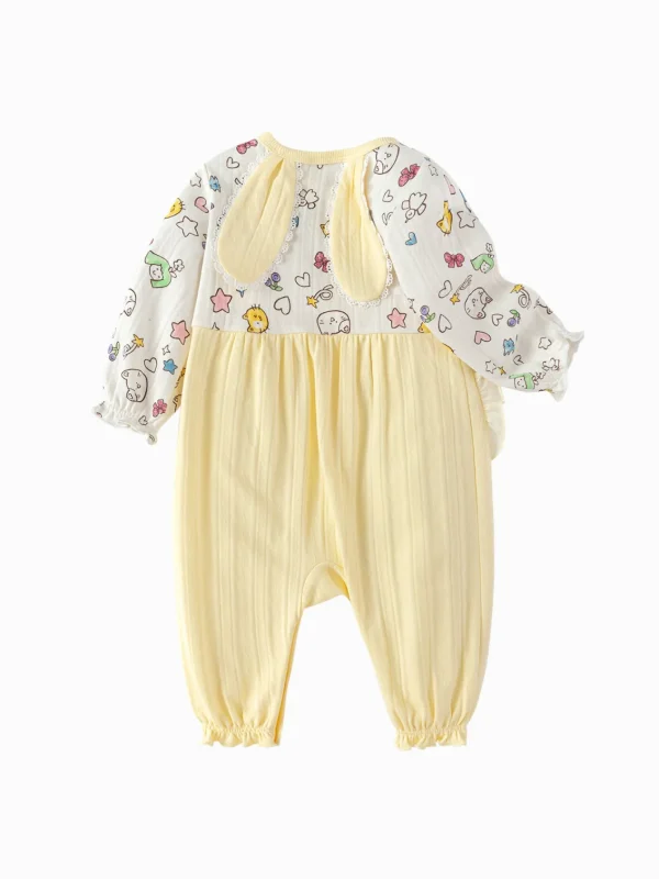 Balabala Outfit 2025 Spring New Style Girls Baby Knitted Jumpsuit Light Yellow Best