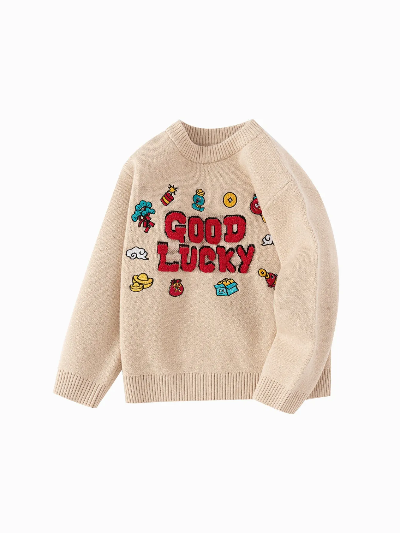 Balabala Sweater 2025 new spring style for Toddler Boys round neck Khaki Outlet