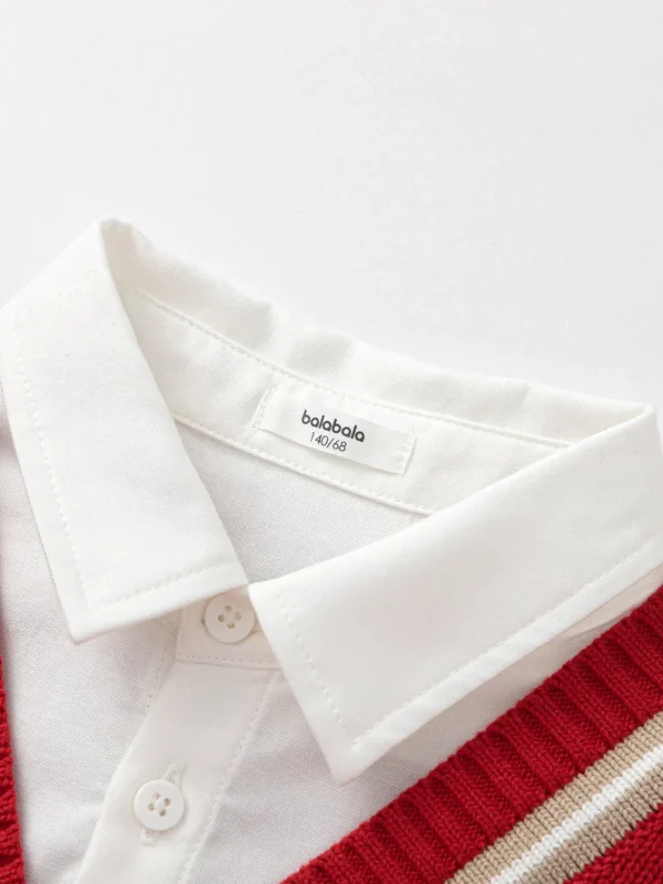 Balabala Sweater 2025 Spring New Boy Patchwork Collar Sweater Discount