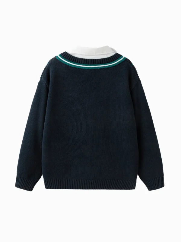 Balabala Sweater 2025 Spring New Boy Patchwork Collar Sweater Discount