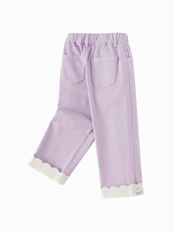 Balabala Trousers 2025 spring new Girl children's denim long pants Violet Sale