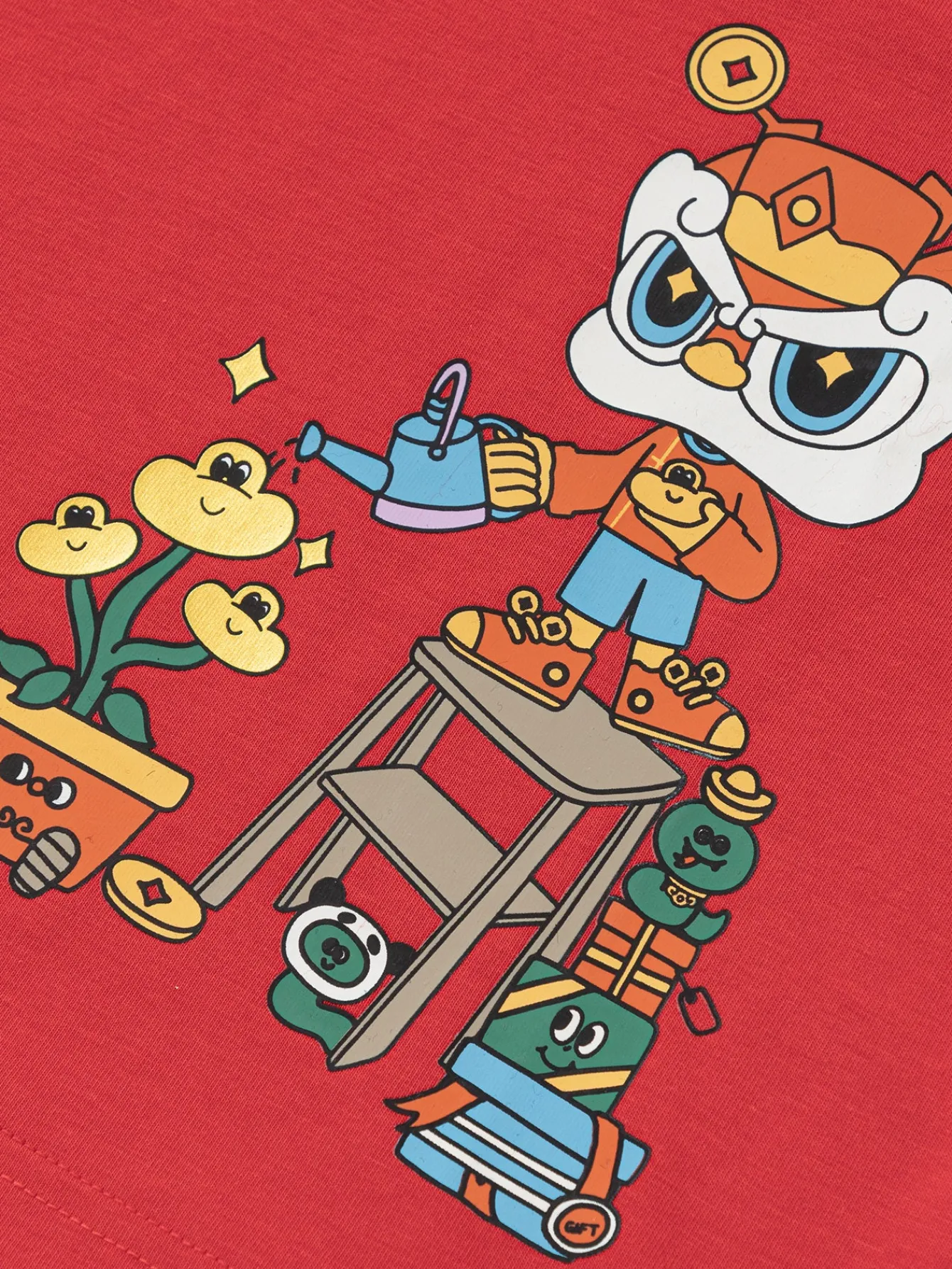 Balabala T-Shirt 2025 New Spring Style for Toddler Boys Round V-Neck Short Sleeve T-Shirt Chinese Red Fashion