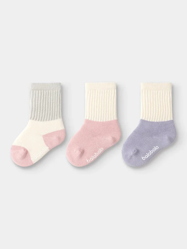 Balabala Unisex Baby And Toddler Contrast Cuff Multicolor Socks Discount
