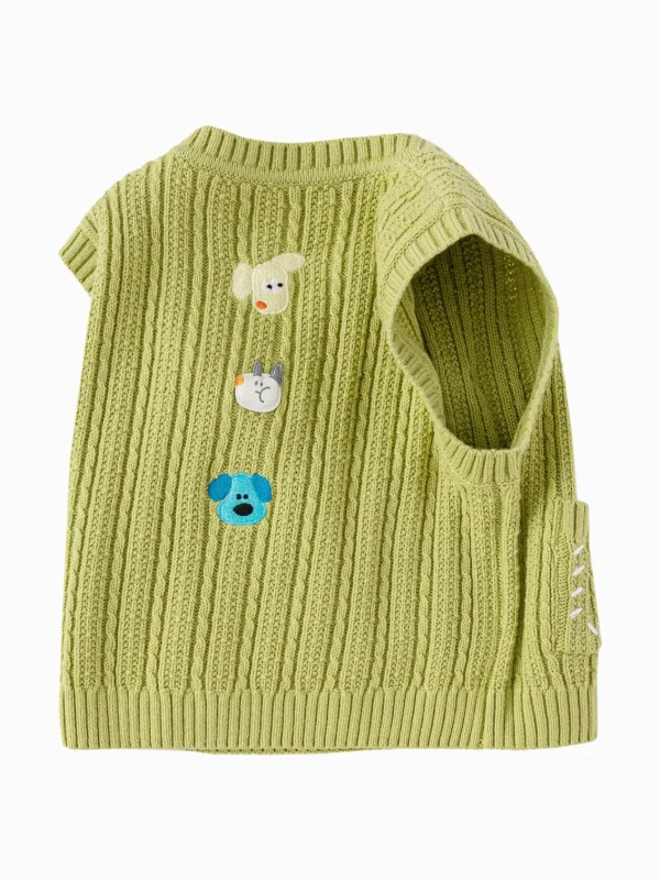 Balabala Vest New Spring 2025 Boys Baby Knitted Vest Yellow GreenA Clearance