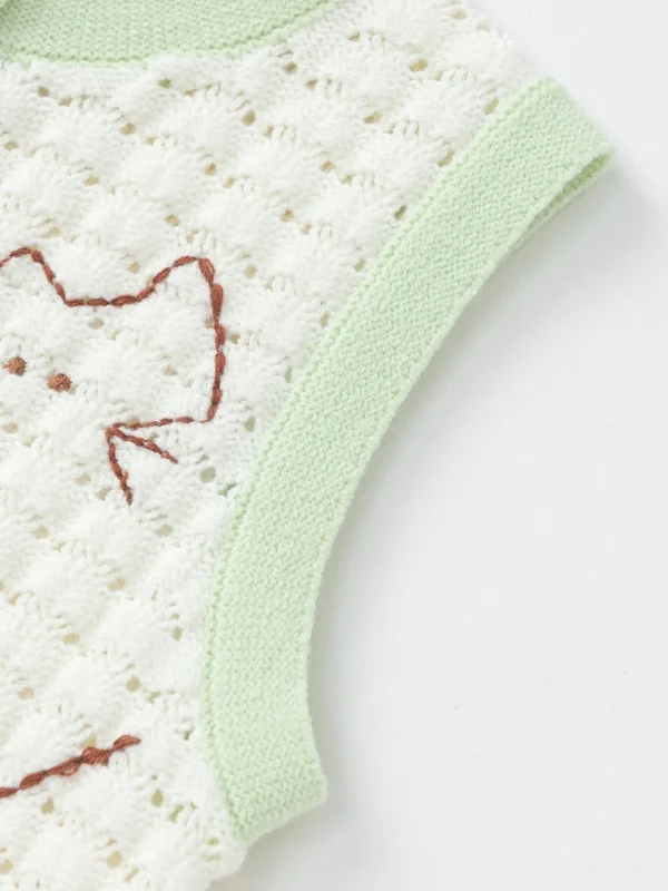 Balabala Vest New Spring 2025 Girls Baby Knitted Vest Off-white Fashion